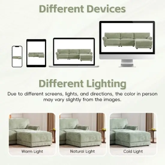 Whisen 110" Modular Sectional Sofa, 4 Seat L-Shape with Extra-Wide Seat Cushion, USB and Type-C Charger image {4}