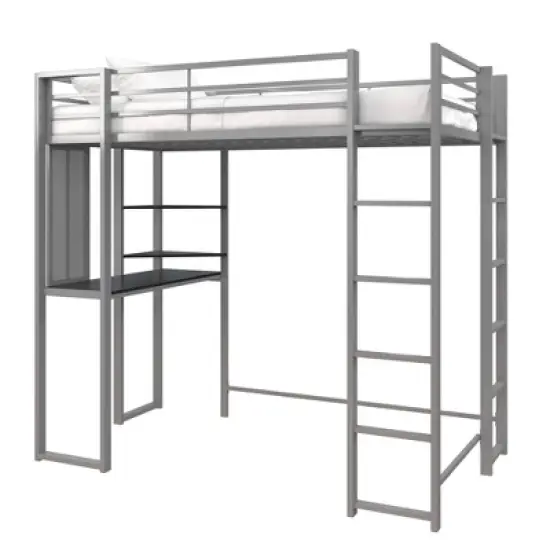 Twin Adele Loft Bed with Desk Silver - Room & Joy image {3}