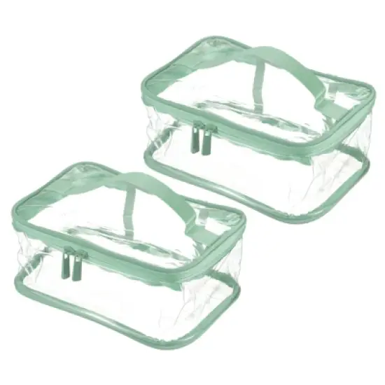 Unique Bargains PVC Waterproof Toiletry Bag Cosmetic Pouch with Zipper Handle Strap 2 Pcs image {5}