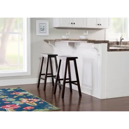 30" Saddle Barstool Wood Brown - Linon image {7}