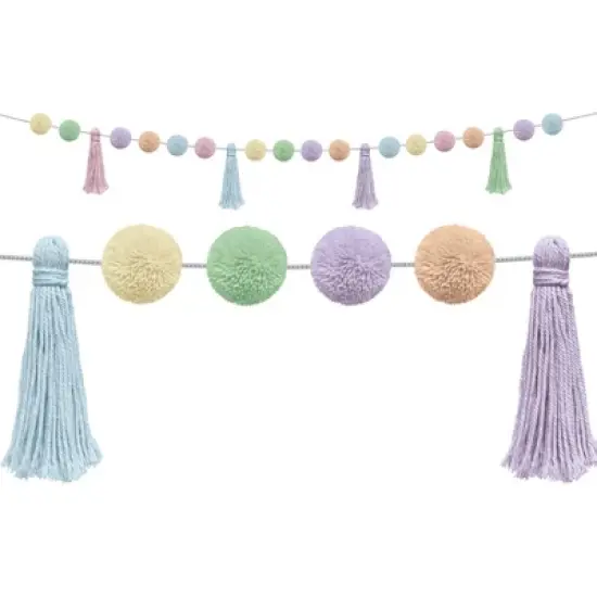 Teacher Created Resources&reg; Pastel Pop Pom-Poms and Tassels Garland, 60" image {1}