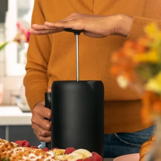 Fellow 24oz Clara French Press Coffee Maker Matte Black: Stainless Steel, Manual, Permanent Screen Filter, 24 oz Capacity image {1}