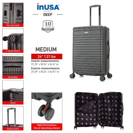 InUSA Deep Lightweight Hardside Medium Checked Spinner Suitcase image {1}