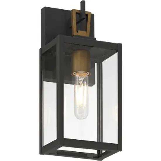 Possini Euro Design Possini Euro Trystin 13" High Black and Brass Outdoor Wall Light image {6}