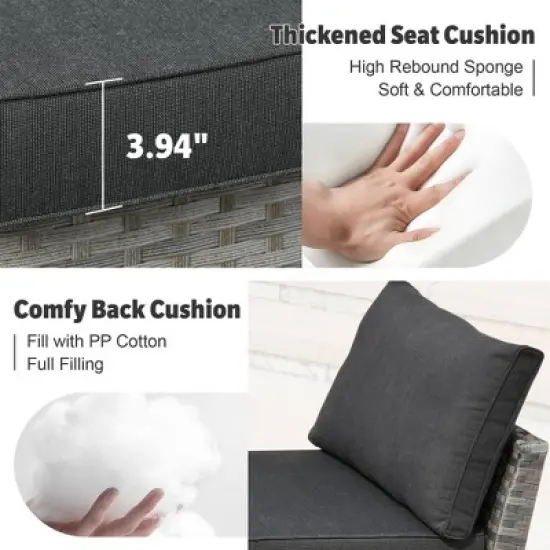 Ovios Tenaya 10pc Wicker Outdoor Patio Furniture Set Conversation Sofa with a Storage Fire Pit, Swivel Chairs and Cushions image {3}