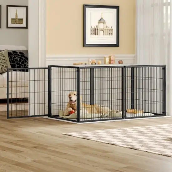 63" Long Dog Cage Big, Dog House Outdoor For Medium Dogs, Pet House Dogs Made Of Metal Wire, Dog House With PVC Top Plate-Cuddlewood image {1}
