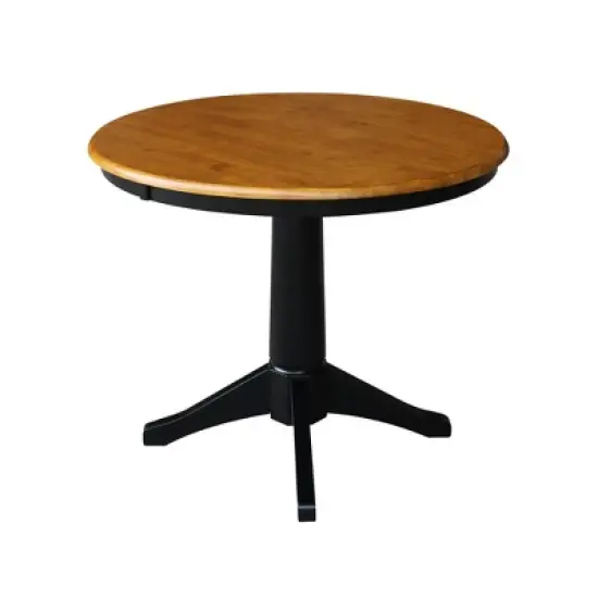 36" Mark Round Top Pedestal Table Black/Cherry - International Concepts image {1}