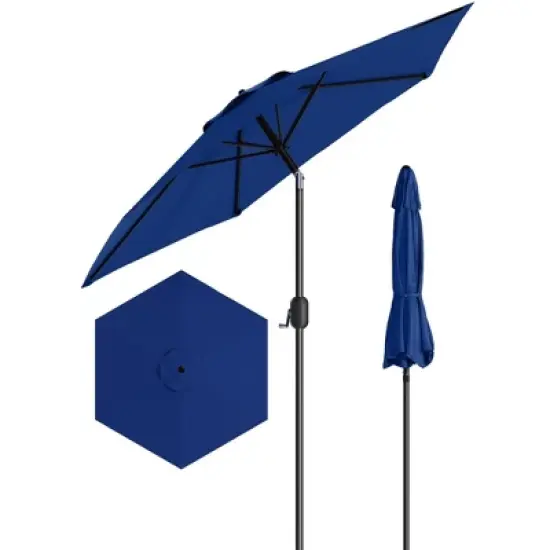7.5FT Patio Umbrella Outdoor, Market Umbrella, Table Umbrella with Push Button Tilt and Crank, 6 Sturdy Ribs UV Protection Waterproof image {10}