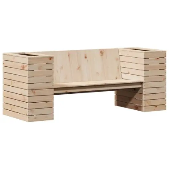 vidaXL Planter Bench Natural Pine Solid Pine Wood 66.9x23.6x25.6 in image {10}