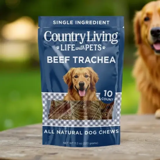 Country Living 6&rdquo; Beef Trachea Dog Chews &ndash; 10 Count Bag &ndash; All-Natural, Single-Ingredient, Long-Lasting Dog Treats image {4}