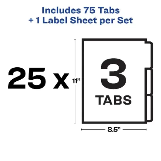 Avery Print & Apply Clear Label Unpunched Dividers 3-Tab Ltr 25 Sets 11442 image {5}