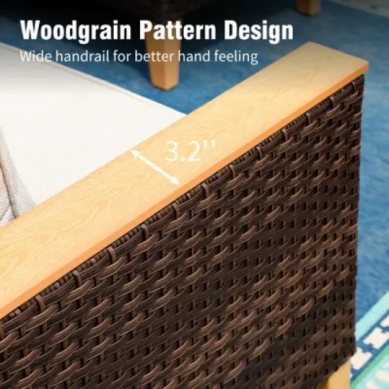 Captiva Designs 12pc Outdoor Wicker Rattan Patio Half-Moon Curved Sectional Sofa Set with Cushioned Ottoman image {9}