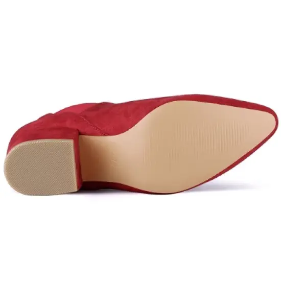 Allegra K Women's Pointed Toe Block Heel Ankle Chelsea Boots image {4}