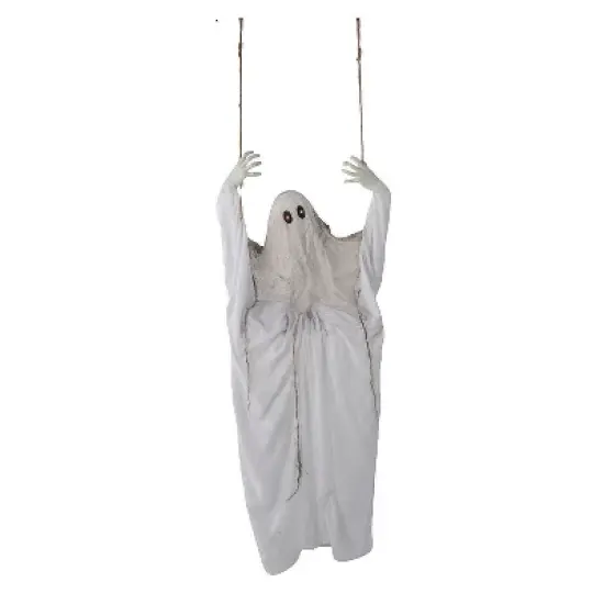 5 Ft. 1/4" Light-Up Life-Size Ghost on a Swing Halloween Decoration image {1}