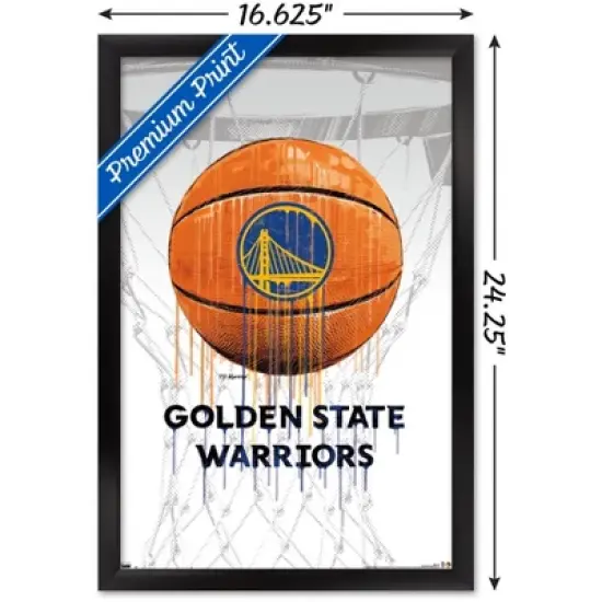 Trends International NBA Golden State Warriors - Drip Ball 20 Framed Wall Poster Prints image {2}
