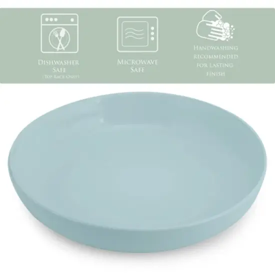Elanze Designs Bistro Glossy Ceramic 8.5 inch Dinner Bowls Set of 4, Ice Blue image {1}