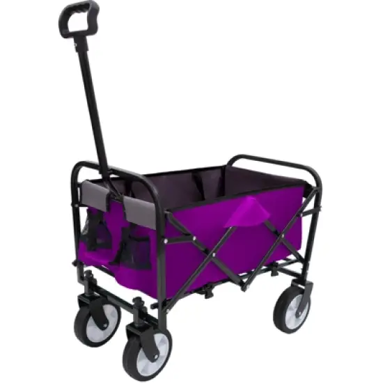 DSVIMOY Collapsible Foldable Wagon Cart with Strapping, Wagon Grocery Cart for Camping Shopping Sports, Purple, 25.98"*17.32"*37.4" image {5}