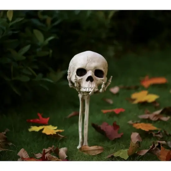 Seasons USA Skull in Hand Ground Breaker Halloween Decoration - 6 in x 7 in x 14.5 in - White image {3}