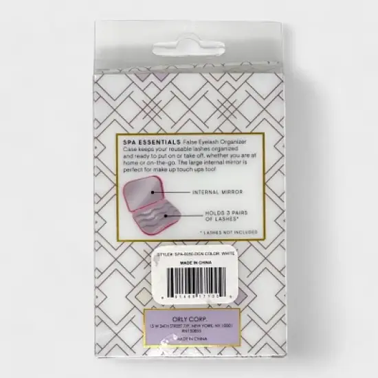 Spa Essentials False Eyelash Organizer Case with Mirror Mini Empty Eyelashes Travel Storage Box - Holds 3 Pairs - White image {8}