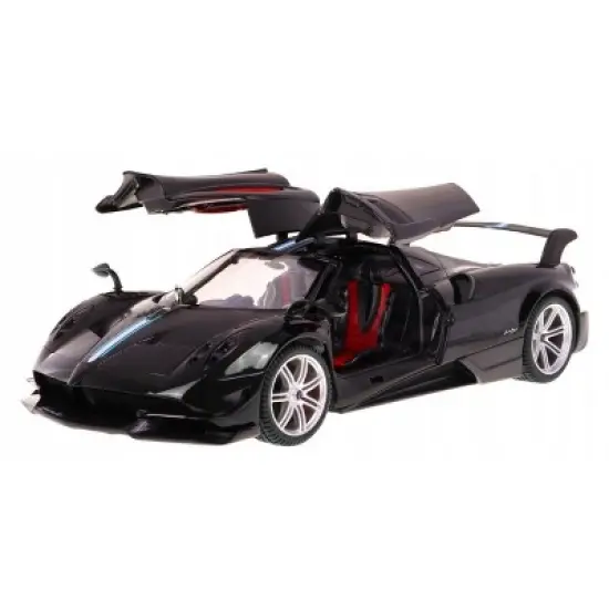 Link 1:14 RC Pagani Huayra Super Sports Car Bright Headlights and Rear Lights Great Gift For Kids - Black image {2}