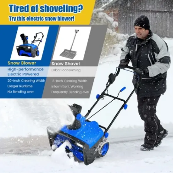 Costway 20" Electric Snow Thrower 120V 15Amp Snow Blower w/180&deg; Rotatable Chute 2 Lights image {7}