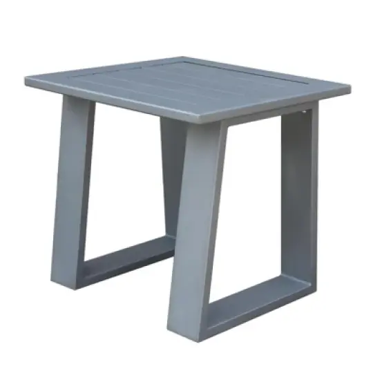 INFURNIC Patio End Tables Aluminum Square End Table with Weather-Resistant Construction for Outdoor Use, Pewter, 23"*23"*22" image {5}