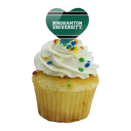 Binghamton University Stripes Heart Love Cupcake Picks Toppers Decoration Set of 6 image {4}