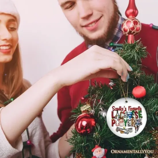 Santa's Favorite Lacrosse Player Christmas Ornament, American Sport Appreciation Gift| OrnamentallyYou image {4}