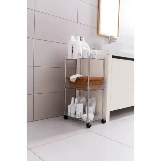 J&V TEXTILES Acrylic 3 Tier Kitchen Rack Chrome/Clear image {1}