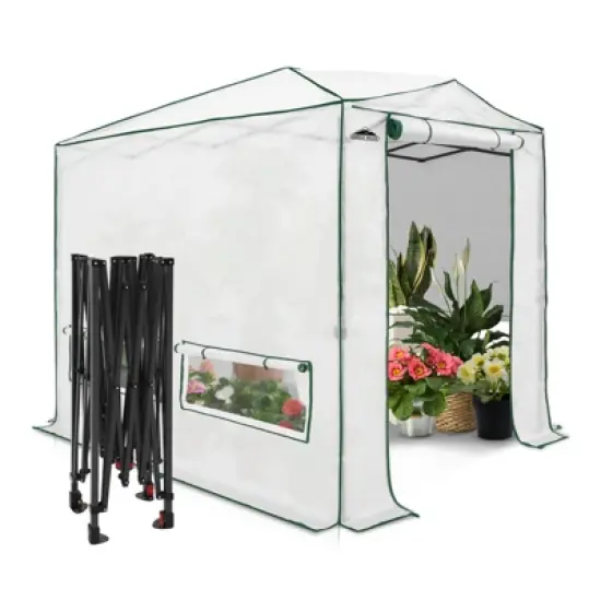 EAGLE PEAK 8'x6' Portable Walk-in Greenhouse with Zippered Doors and Windows image {10}