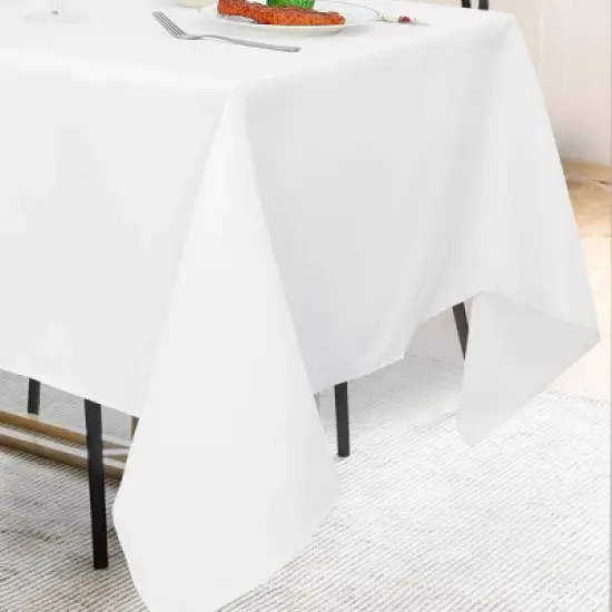 55"x55" Square Polyester Stain Resistant Solid Tablecloths Snow White - PiccoCasa image {2}