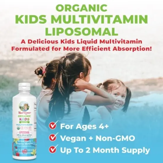 MaryRuth's Kids' Organic Multivitamin Liposomal Liquid Vegan Supplement - Strawberry Cherry Vanilla - 15.2oz image {2}