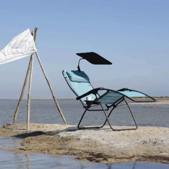 Lafuma UV-Resistant, Universal, Adjustable, Outdoor Zero-Gravity Camping Chair Polyester Sun Shade Attachment Accessory, Noir Black image {2}