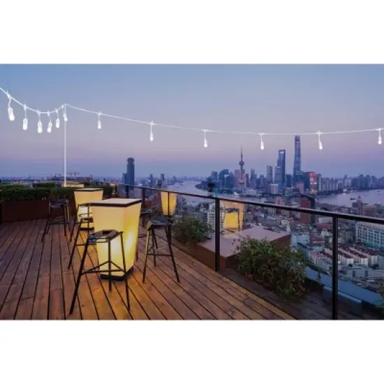24ct Classic Caf&eacute; Integrated LED Bulb Outdoor String Lights White - White Wire - Enbrighten image {6}