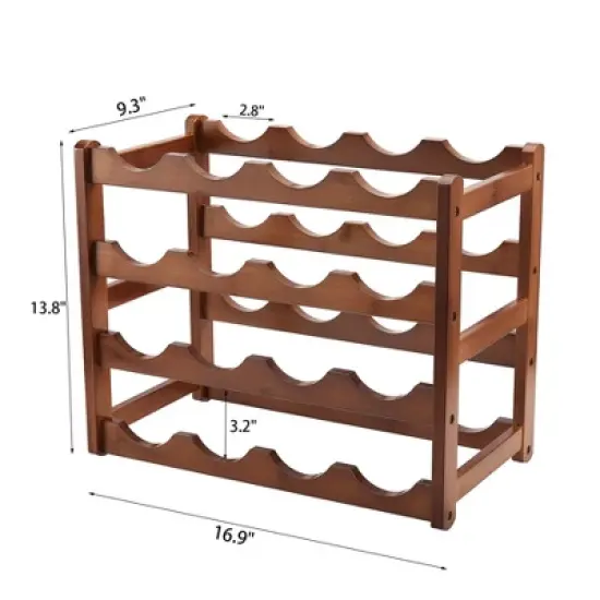 Wine Rack, Bamboo Wine Rack, Holds up to 8 Bottles, Wine Storage Rack For Kitchen, Bar, Wine Cellar image {3}