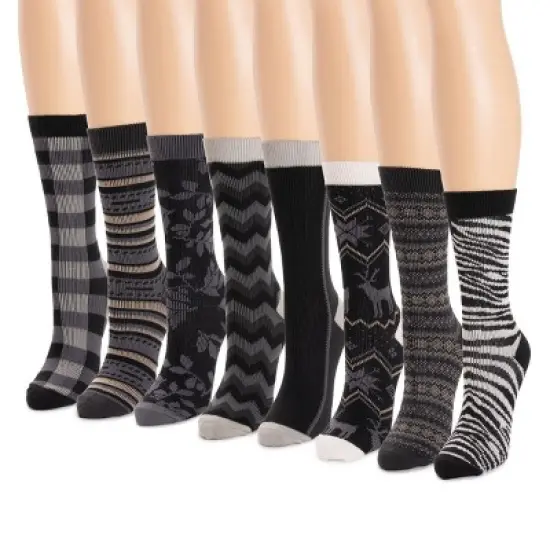 MUK LUKS Women's 8 Pair Pack Microfiber Boot Socks image {2}
