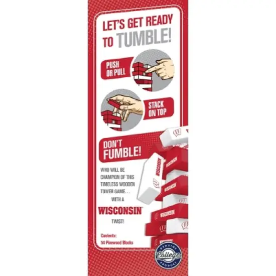 MasterPieces Real Wood Block Tumble Towers - NCAA Wisconsin Badgers image {3}