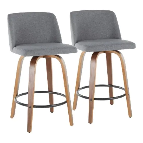 Set of 2 Toriano Mid-Century Modern Counter Height Barstools - LumiSource image {11}