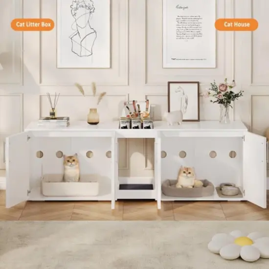 Cat Litter Box Enclosure,Hidden Litter Box Furniture for 2 Cats image {5}