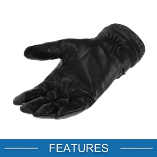 Unique Bargains Breathable Full Finger Glove Sheepskin Leather 1 Pair image {3}