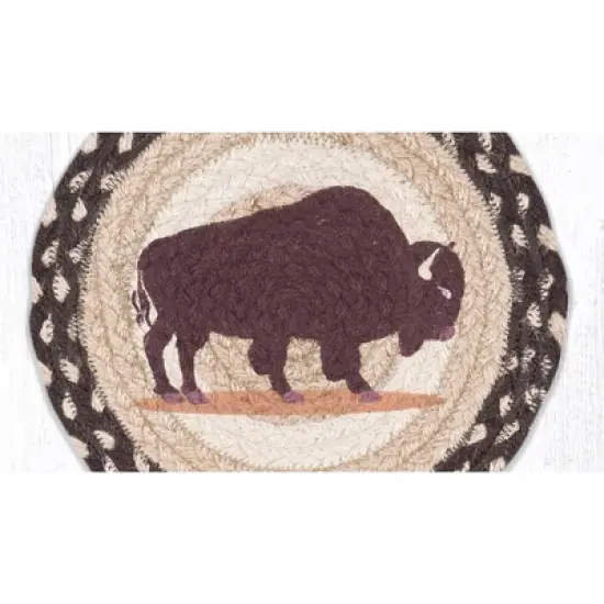 Earth Rugs Decorative Buffalo Printed Round Trivet 10" Farmhouse Kitchen Accent image {1}