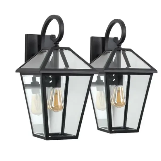 Gulches Outdoor Wall Lights - 10"-21" Modern & Vintage Black Lanterns with Clear Glass for Porch, Garden, Patio, and Entryway image {10}