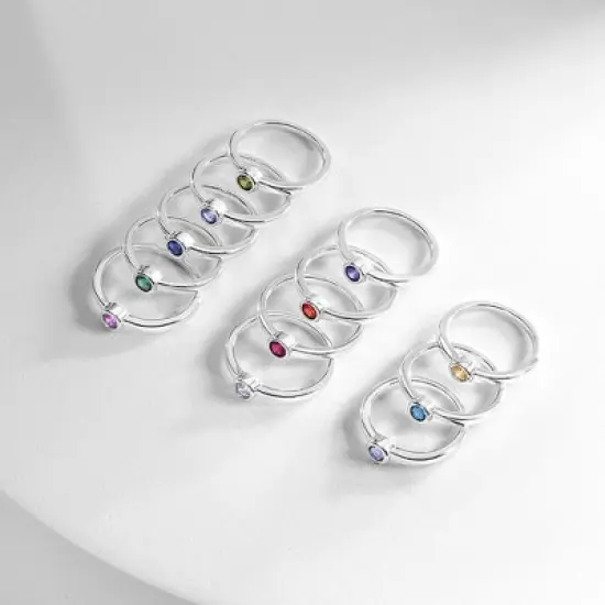 Girl's CZ Birthstone Sterling Silver Ring - In Season Jewelry image {3}