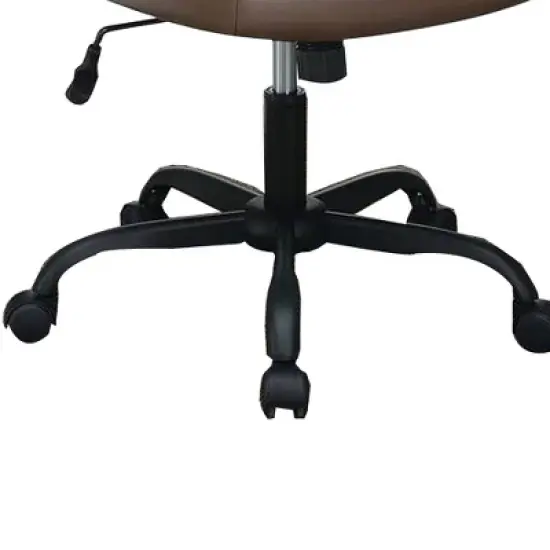 Curved Arms and Leatherette Upholstery Office Chair Brown - Benzara image {3}