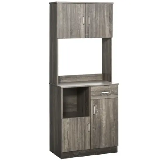 HOMCOM Modern Kitchen Buffet with Hutch Pantry Storage, Microwave Counter, 2 Cabinets, and Adjustable Shelves image {6}