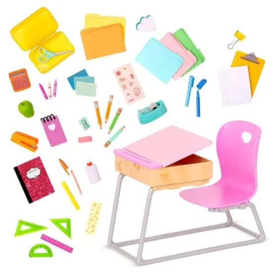 Our Generation Flying Colors School Desk & Supplies Accessory Set for 18" Dolls image {4}