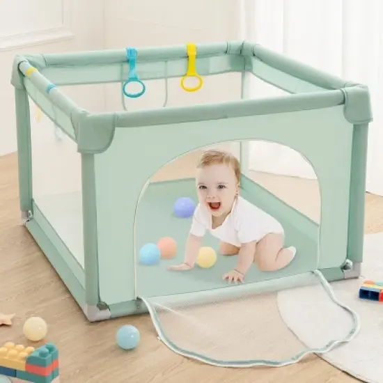 GOTGELIF 36"x36" 4-Panel Baby Playpen Spacious & Secure Portable Playard image {6}
