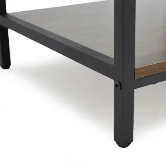 JOMEED CC80 Industrial Freestanding Durable 72 Inch 5 Tier Open Shelf Ladder Bookcase with Rubber Feet and Wall Bracket, Gray and Brown image {4}