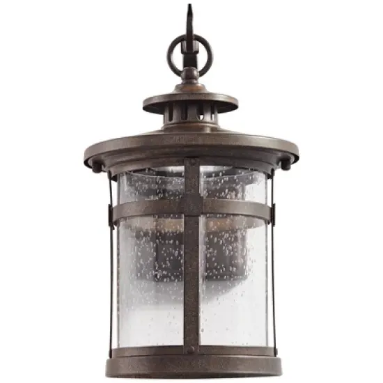 Franklin Iron Works Callaway Rustic Industrial Outdoor Wall Light Fixtures Set of 2 Bronze LED 11 1/2" Clear Seedy Glass for Post Exterior image {6}