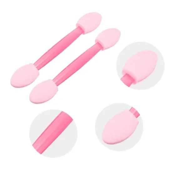 Unique Bargains Short Sponge Dual Sides Eye Shadow Makeup Brushes Applicator Pink Clear 50 PCS image {2}